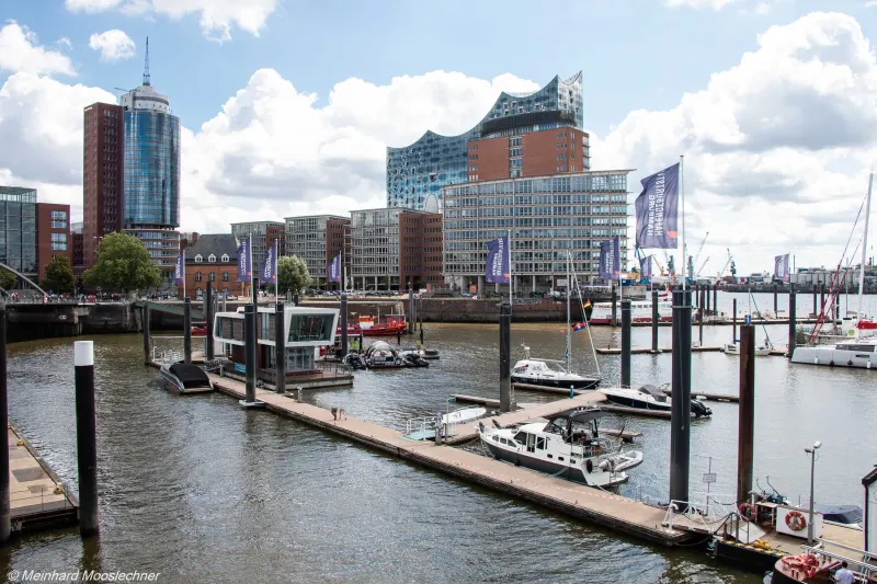 The Elbphilharmonie and the marina in Hamburg’s HafenCity